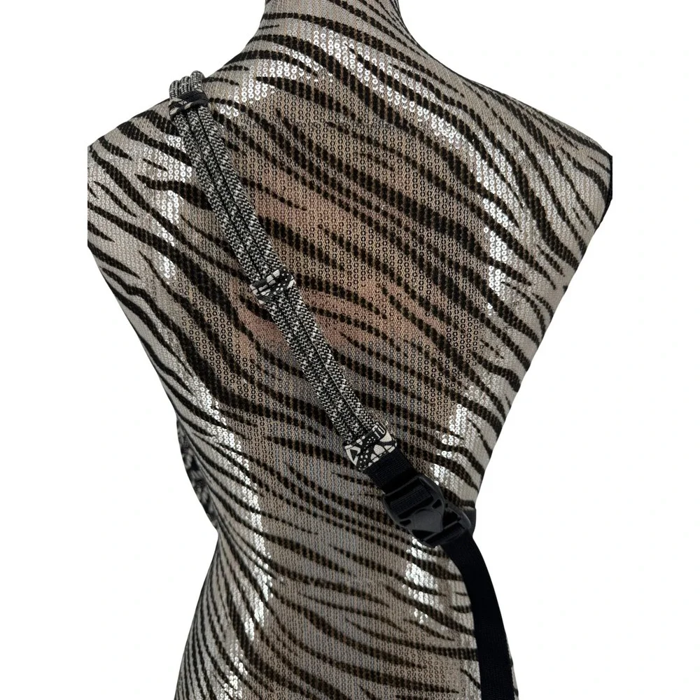 KAVU Rope Bag Black White Geometric Tribal Canvas Sling Crossbody Backpack - Picture 8 of 8